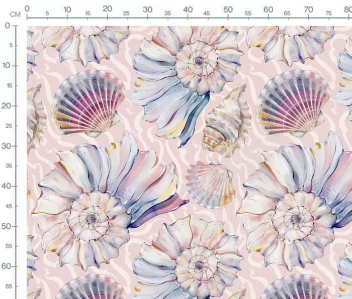 Tissu Imprimé Grands Coquillages Rose, 7 tissus au choix – Image 3