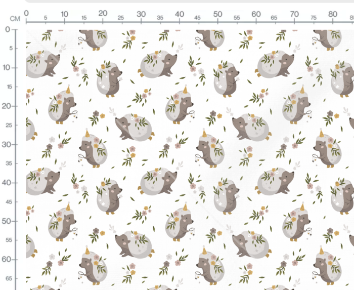 Tissu Imprimé Hérisson Fleuri, 10 tissus au choix – Image 2
