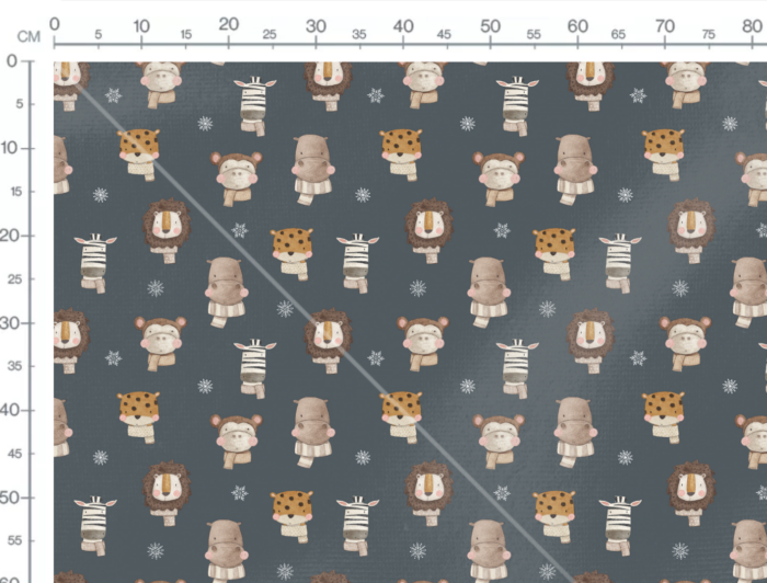 Tissu Imprimé Hiver Animaux Flocons Bleu, 7 tissus au choix – Image 3