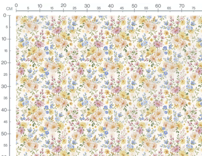 Tissu Imprimé Jardin Fleuri Printemps Crème, 7 tissus au choix – Image 3