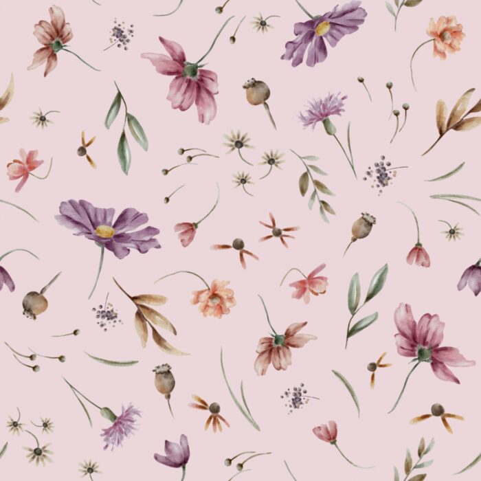 Tissu Imprimé Jardin Sauvage Blush, 7 tissus au choix