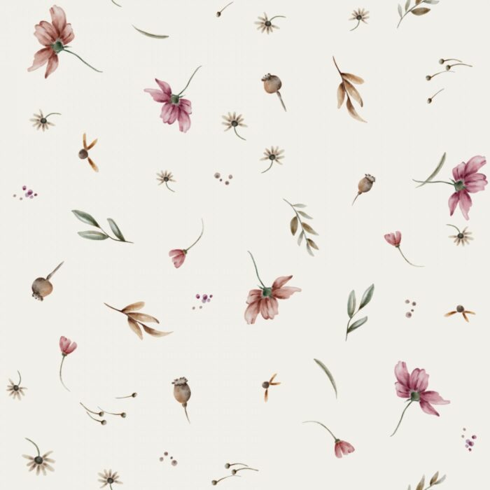 Tissu Imprimé Jardin Sauvage Petit Crème, 7 tissus au choix