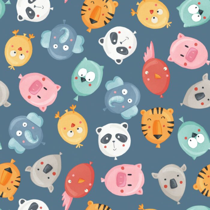Tissu Imprimé Jouets Animaux Bleu, 7 tissus au choix