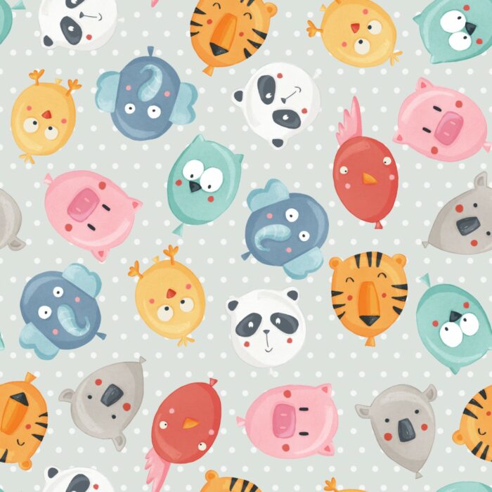 Tissu Imprimé Jouets Animaux Gris, 7 tissus au choix
