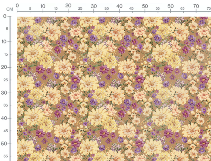 Tissu Imprimé Juillet Fleuri Caramel, 7 tissus au choix – Image 2