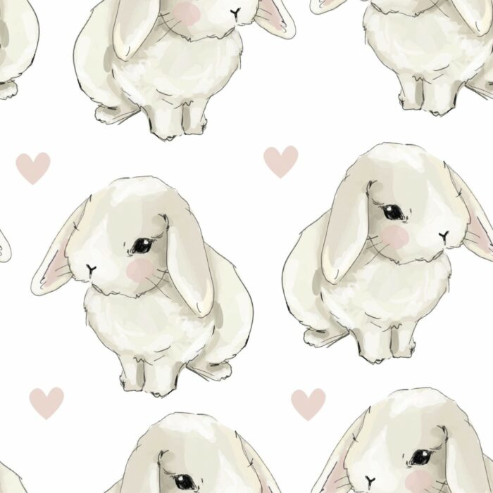 Tissu Imprimé Lapin Amour, 7 tissus au choix