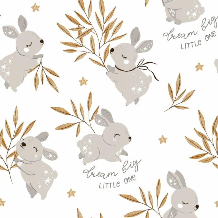Tissu Imprimé Lapin Étoiles Dream Big, 7 tissus au choix