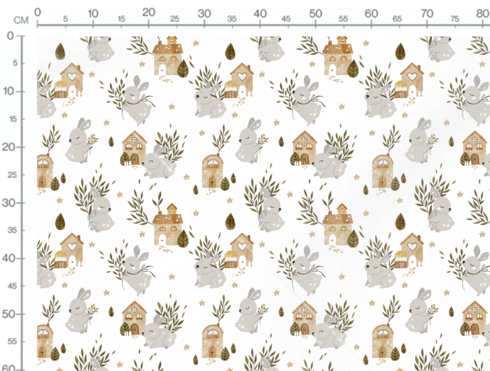 Tissu Imprimé Lapin Étoiles Maison, 7 tissus au choix – Image 3