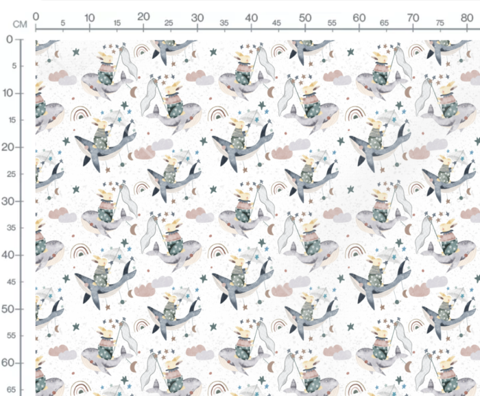 Tissu Imprimé Baleine Lapin Magique Dream, 7 tissus au choix – Image 2