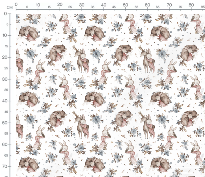 Tissu Imprimé Lapin Ourson Renne Blanc, 10 tissus au choix – Image 2