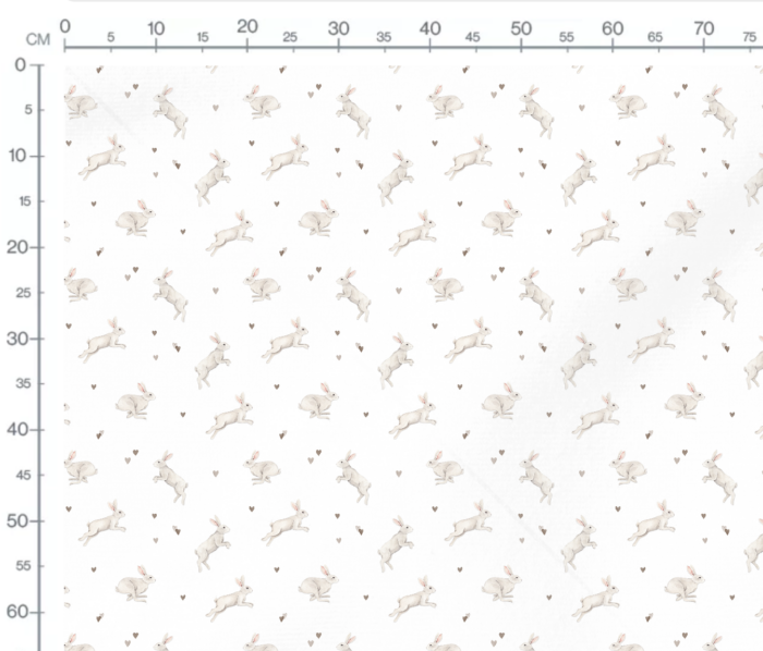 Tissu Imprimé Lapin Petits Coeurs Blanc, 7 tissus au choix – Image 2