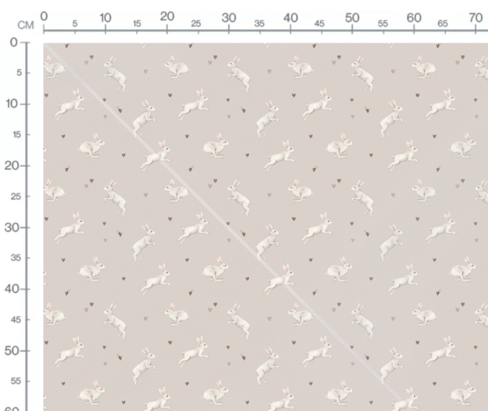 Tissu Imprimé Lapin Petits Coeurs Beige, 7 tissus au choix – Image 3