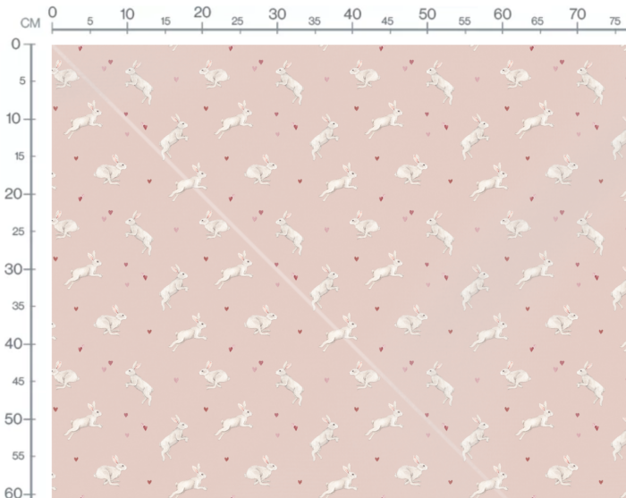 Tissu Imprimé Lapin Petits Coeurs Rose, 7 tissus au choix – Image 3