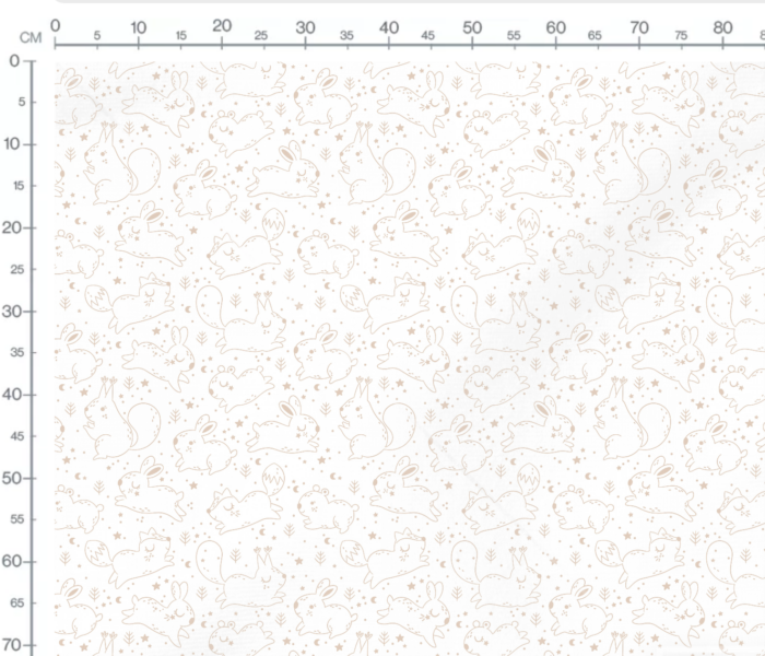 Tissu Imprimé Lapins Mignons Dessin Beige, 10 tissus au choix – Image 2