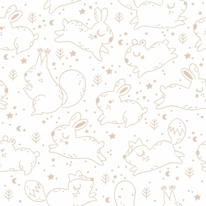 Tissu Imprimé Lapins Mignons Dessin Beige, 10 tissus au choix