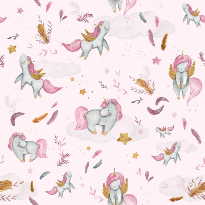 Tissu Imprimé Licorne Étoiles Rose, 10 tissus au choix