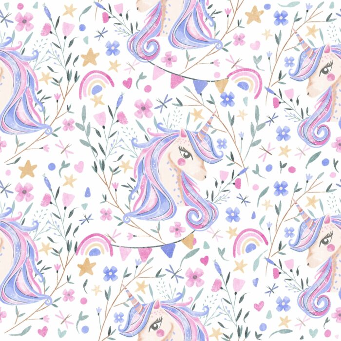 Tissu Imprimé Licorne Fleurie, 10 tissus au choix