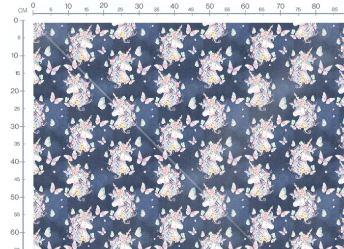 Tissu Imprimé Licorne Magique Bleu, 10 tissus au choix – Image 3