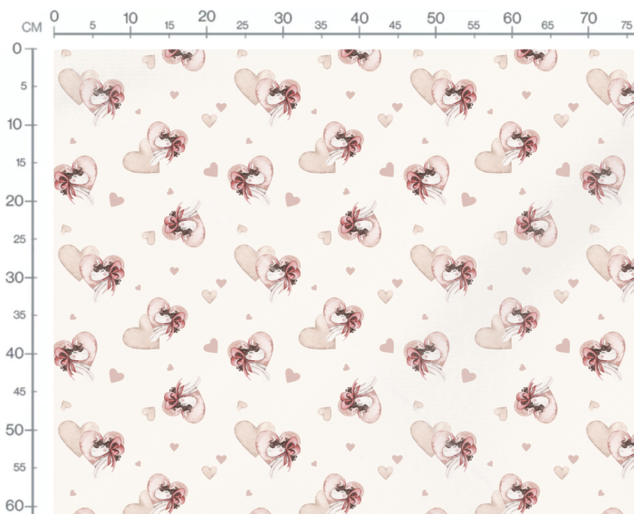 Tissu Imprimé Licorne Petits Coeurs Crème, 10 tissus au choix – Image 3