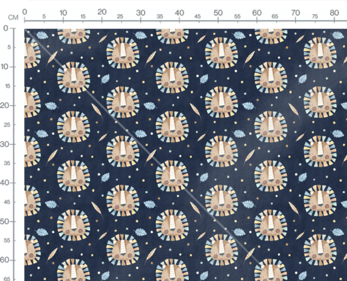 Tissu Imprimé Lion Mignon Bleu, 7 tissus au choix – Image 3