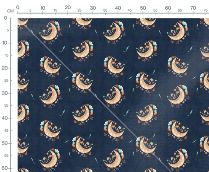 Tissu Imprimé Lune Fleurie Bleu, 7 tissus au choix – Image 3
