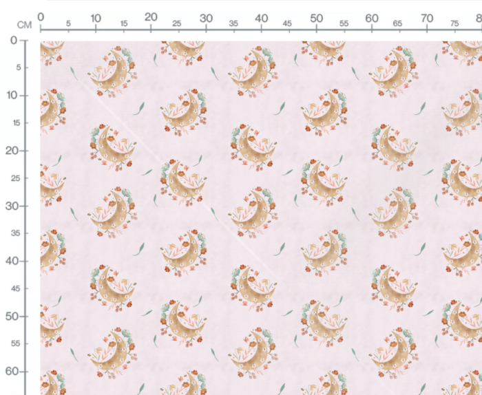 Tissu Imprimé Lune Fleurie Rose, 7 tissus au choix – Image 3