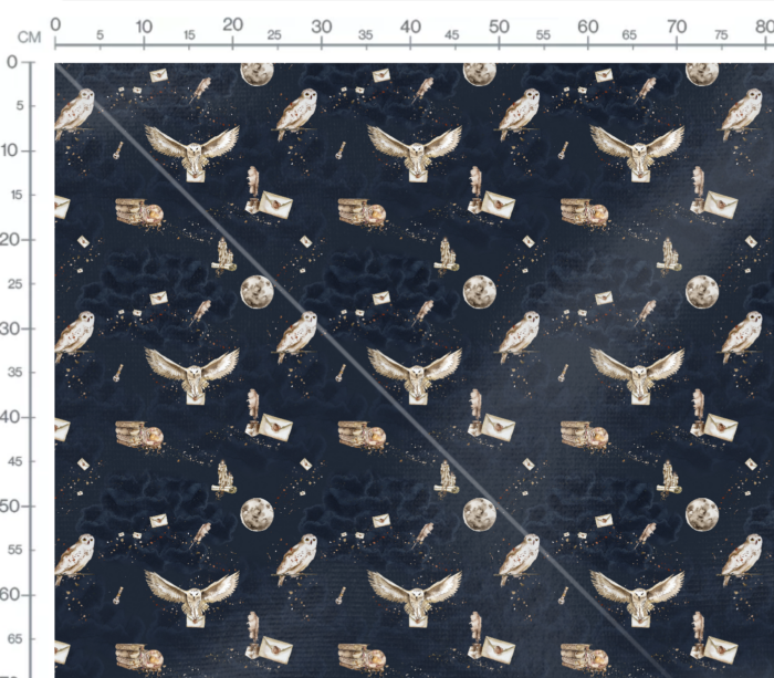 Tissu Imprimé Magie Hibou Bleu Marine, 7 tissus au choix – Image 3