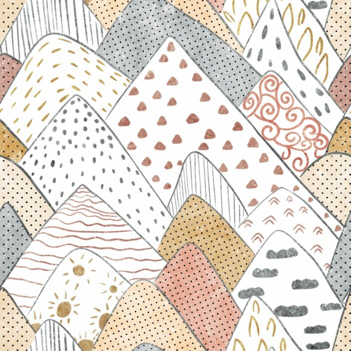 Tissu Imprimé Montagnes Couleurs Boho, 11 tissus au choix