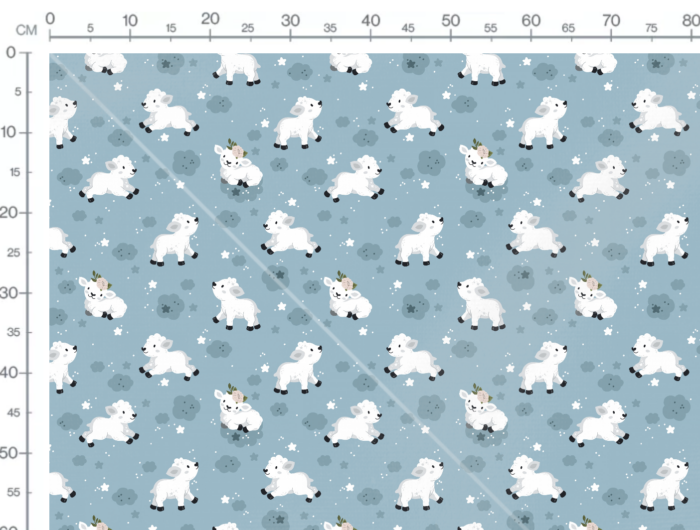 Tissu Imprimé Mouton Mignon Bleu, 7 tissus au choix – Image 3