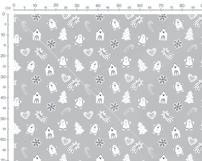 Tissu Imprimé Noel A Colorier Gris, 7 tissus au choix – Image 3