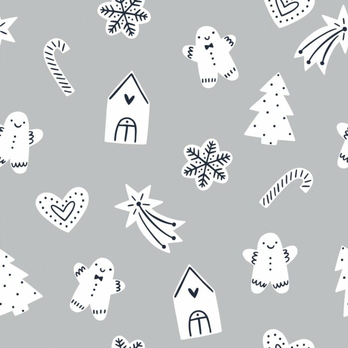 Tissu Imprimé Noel A Colorier Gris, 7 tissus au choix
