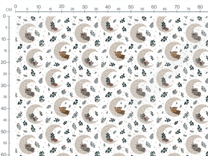 Tissu Imprimé Noel Animaux Lune, 7 tissus au choix – Image 3