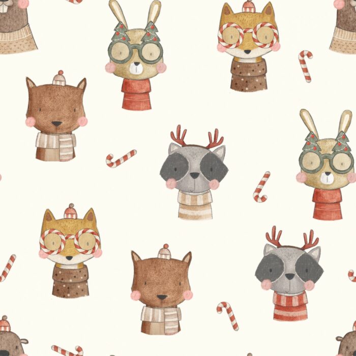 Tissu Imprimé Noel Animaux Rigolos, 7 tissus au choix