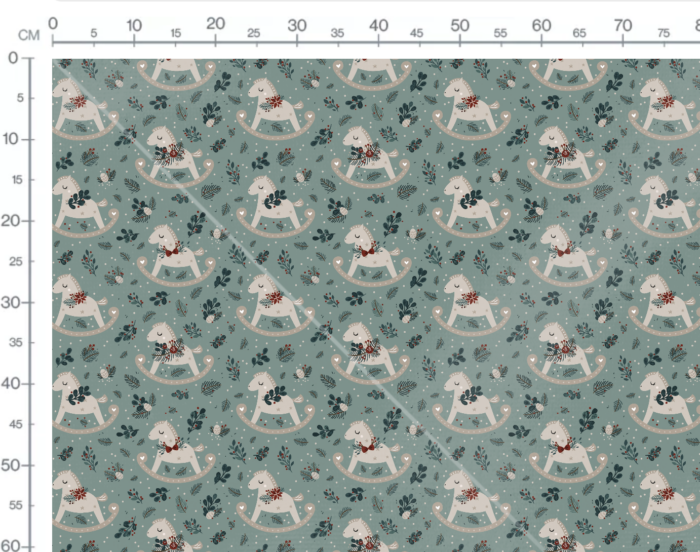 Tissu Imprimé Noel Cheval Vert, 7 tissus au choix – Image 3