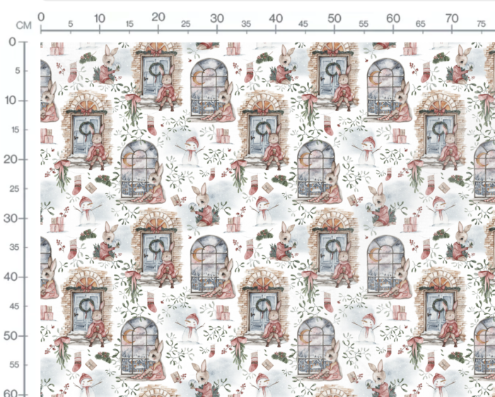 Tissu Imprimé Noel Lapin Réveillon, 7 tissus au choix – Image 3