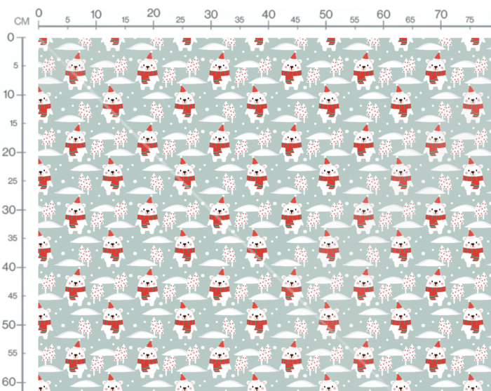 Tissu Imprimé Noel Petit Ours Blanc, 7 tissus au choix – Image 3
