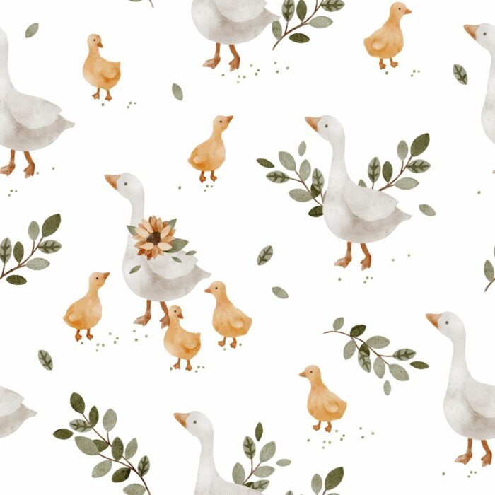 Tissu Imprimé Oie bébés, 7 tissus au choix
