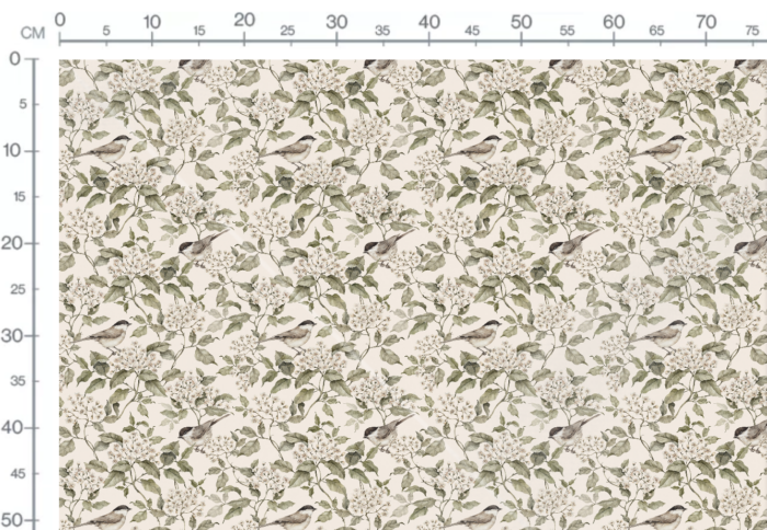 Tissu Imprimé Oiseaux Fleurs Crème, 7 tissus au choix – Image 3