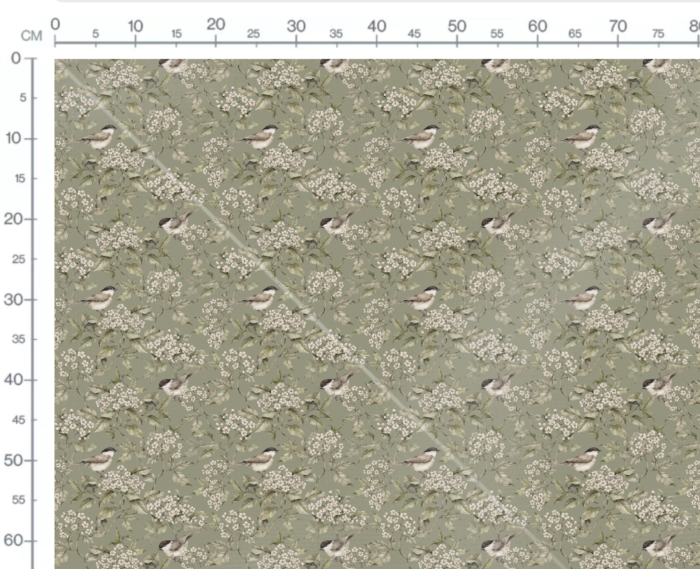 Tissu Imprimé Oiseaux Fleurs Vert, 7 tissus au choix – Image 3