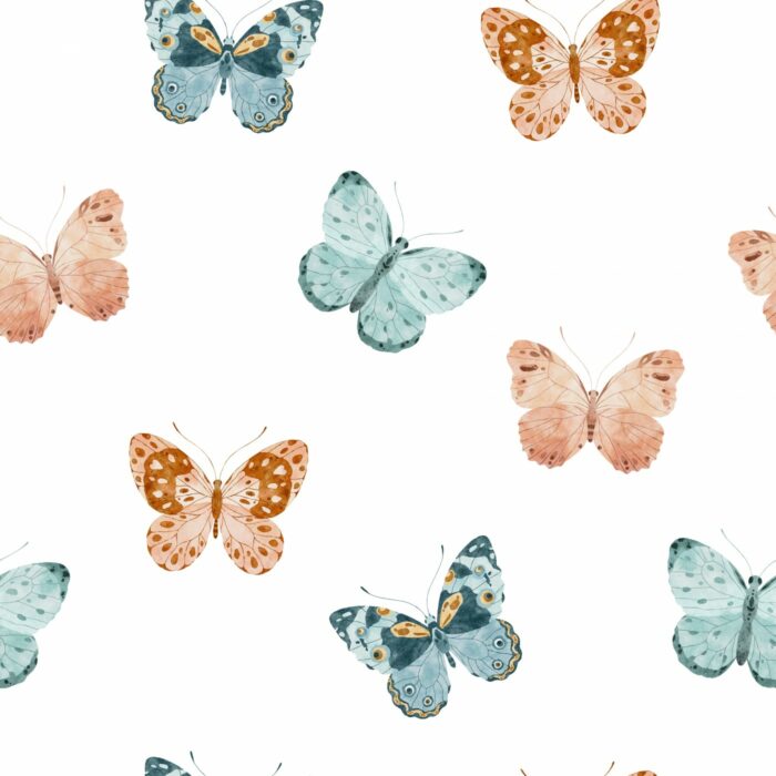 Tissu Imprimé Papillons Bleu Blush, 10 tissus au choix