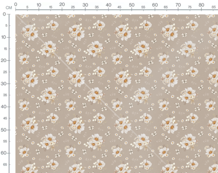 Tissu Imprimé Papillons et Fleurs Taupe, 10 tissus au choix – Image 2