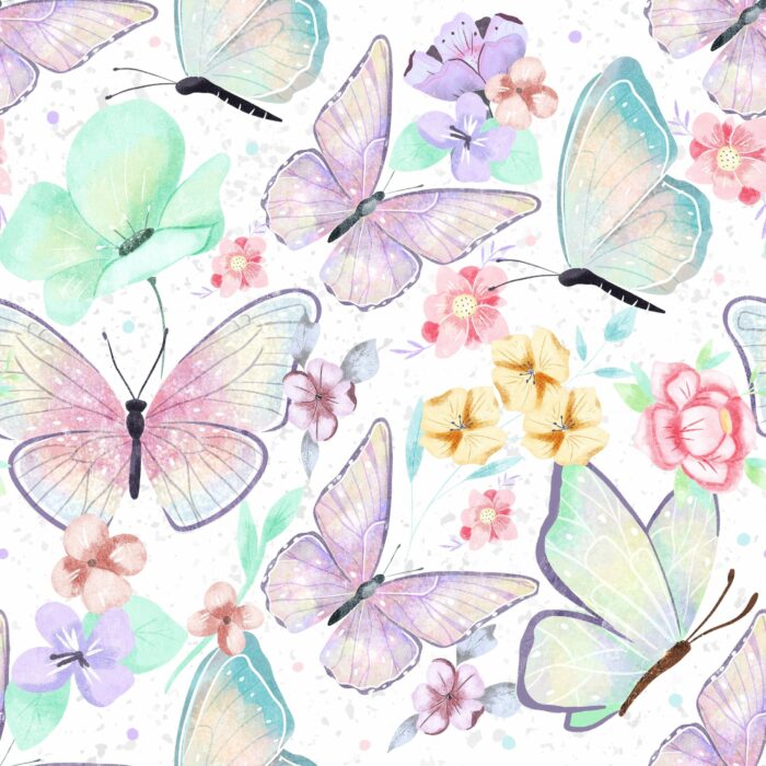 Tissu Imprimé Papillons Magiques Fleurs, 10 tissus au choix
