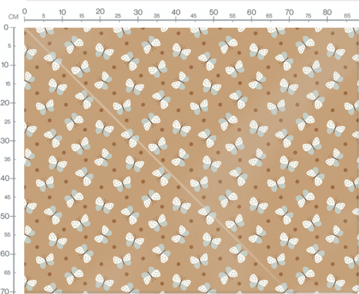 Tissu Imprimé Papillons Menthe Caramel, 10 tissus au choix – Image 3