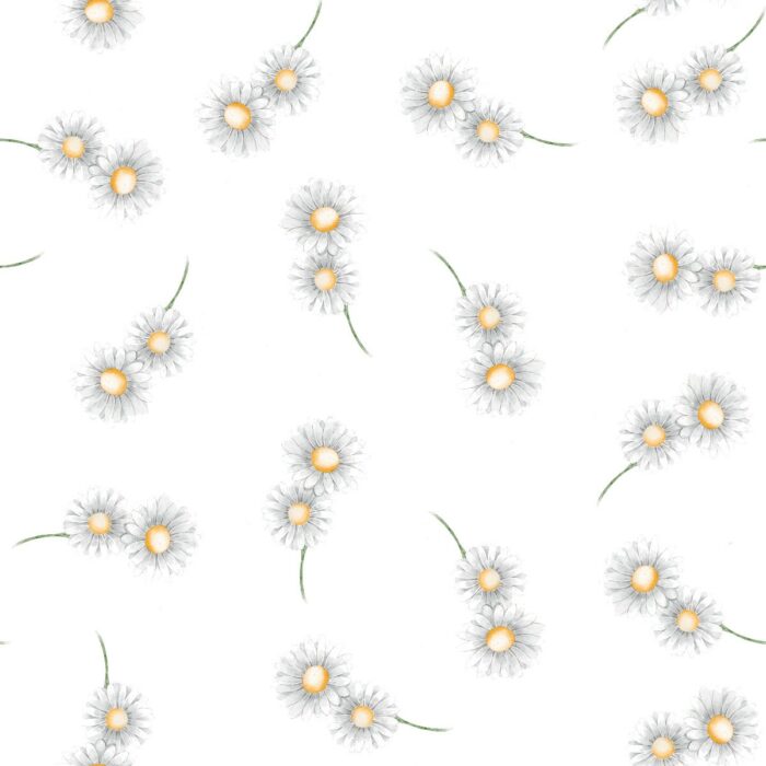 Tissu Imprimé Fleuri Pâquerettes Blanc, 7 tissus au choix