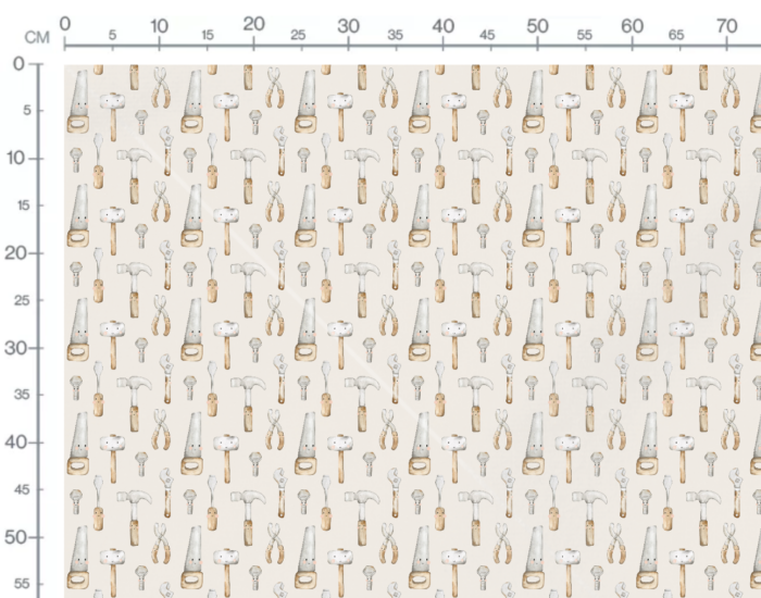 Tissu Imprimé Petit Bricoleur Beige, 7 tissus au choix – Image 3