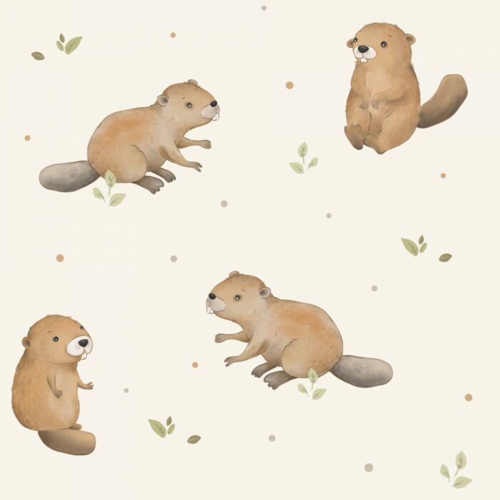 Tissu Imprimé Petit Castor Mignon, 11 tissus au choix