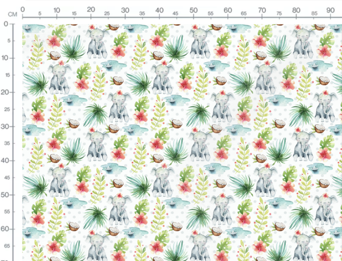 Tissu Imprimé Petit Éléphant Tropical, 7 tissus au choix – Image 2