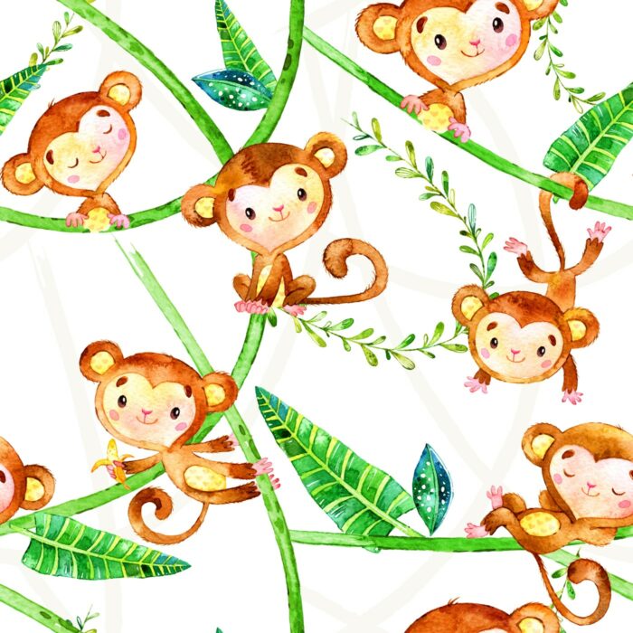 Tissu Imprimé Petit Singe Adorable, 10 tissus au choix