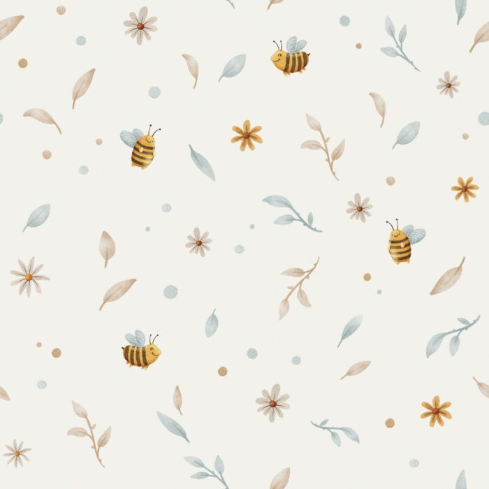 Tissu Imprimé Petites Fleurs et Abeilles, 7 tissus au choix