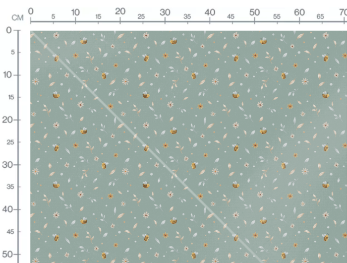 Tissu Imprimé Petites Fleurs et Abeilles Vert, 7 tissus au choix – Image 3